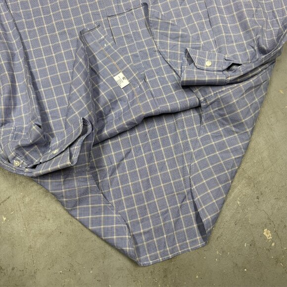 Canali Dress Shirt Current Check Houndstooth Italy Cotton Blue 14 1/2 Small - Picture 8 of 9